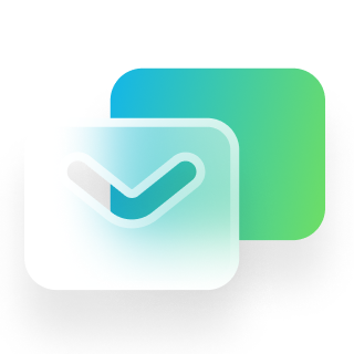 Solavita email contact icon featuring a layered envelope symbol on a blue-green gradient background