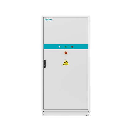 Solavita 50kW/100kWh commercial energy storage system cabinet with high-voltage control unit for industrial and commercial applications.