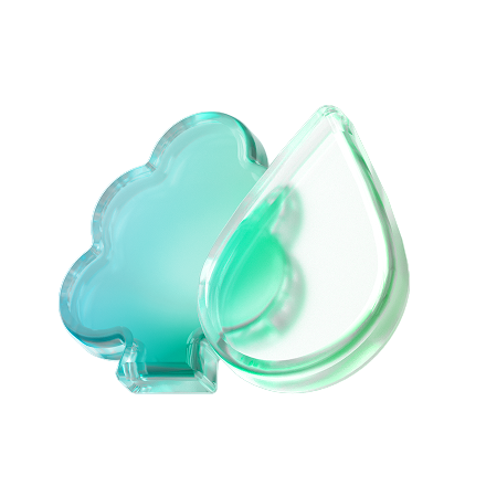 3D icon of water droplet and cloud representing environmental sustainability and renewable resources