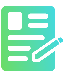 Document and pencil icon symbolizing registration, application, or customization.