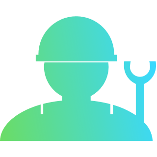 Engineer or technician icon representing installation, maintenance, or technical support.