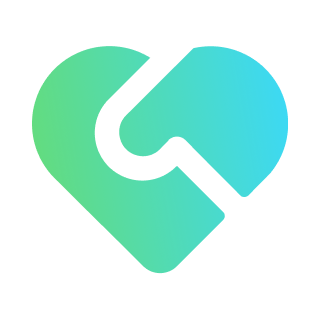 Abstract heart-shaped icon formed by two interlocking elements, symbolizing care, connection, or partnership