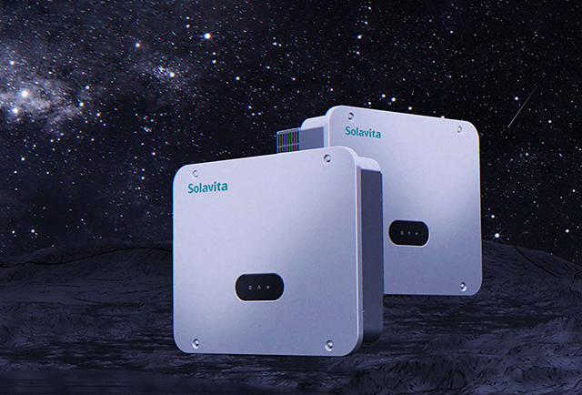Solavita hybrid inverters under starry night sky, showcasing advanced and reliable energy technology